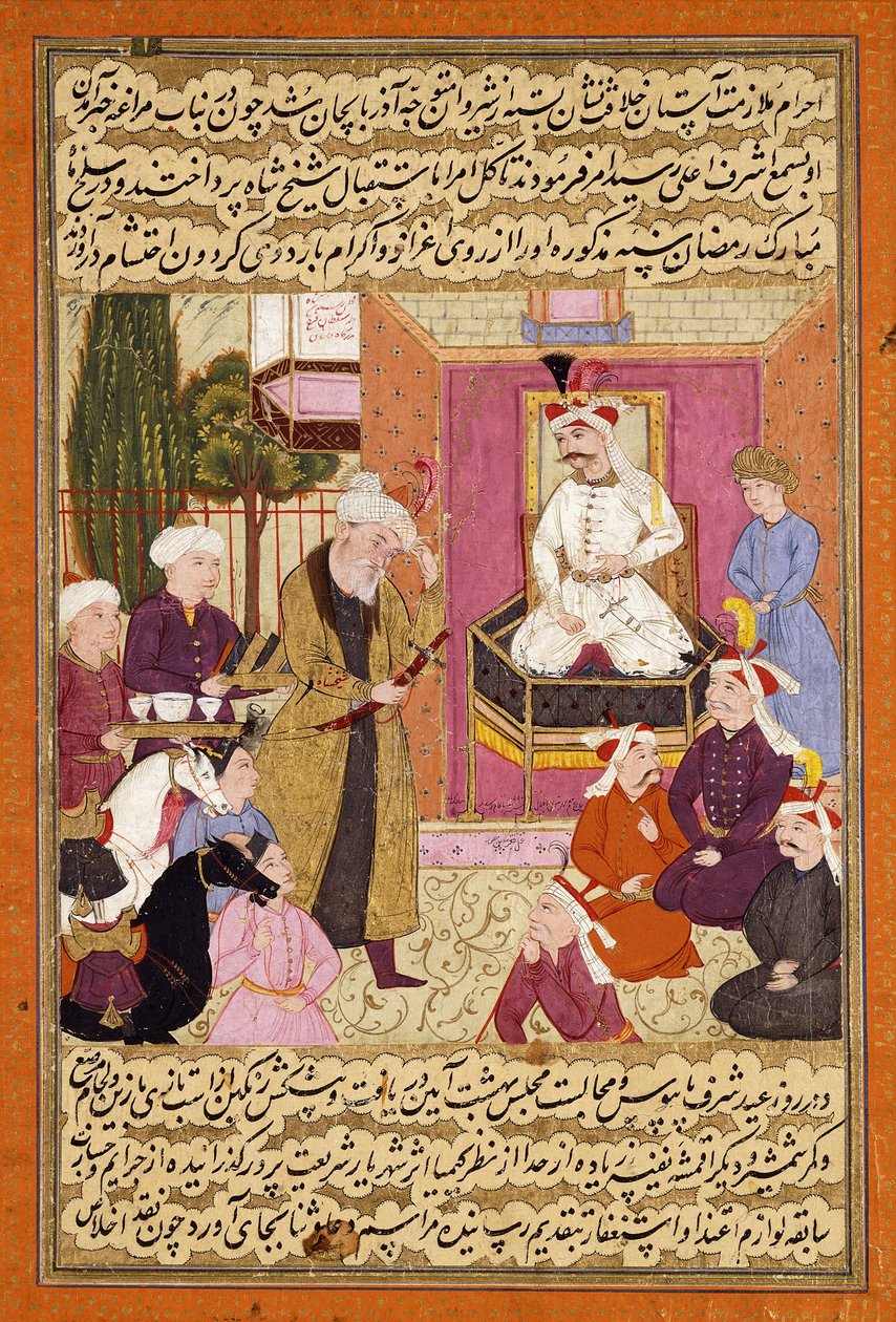 Shah "Abbas na rota entre Sherwan e Azerbaijão, recebendo Sher Shah, c. 1688 de Muin Musavvir