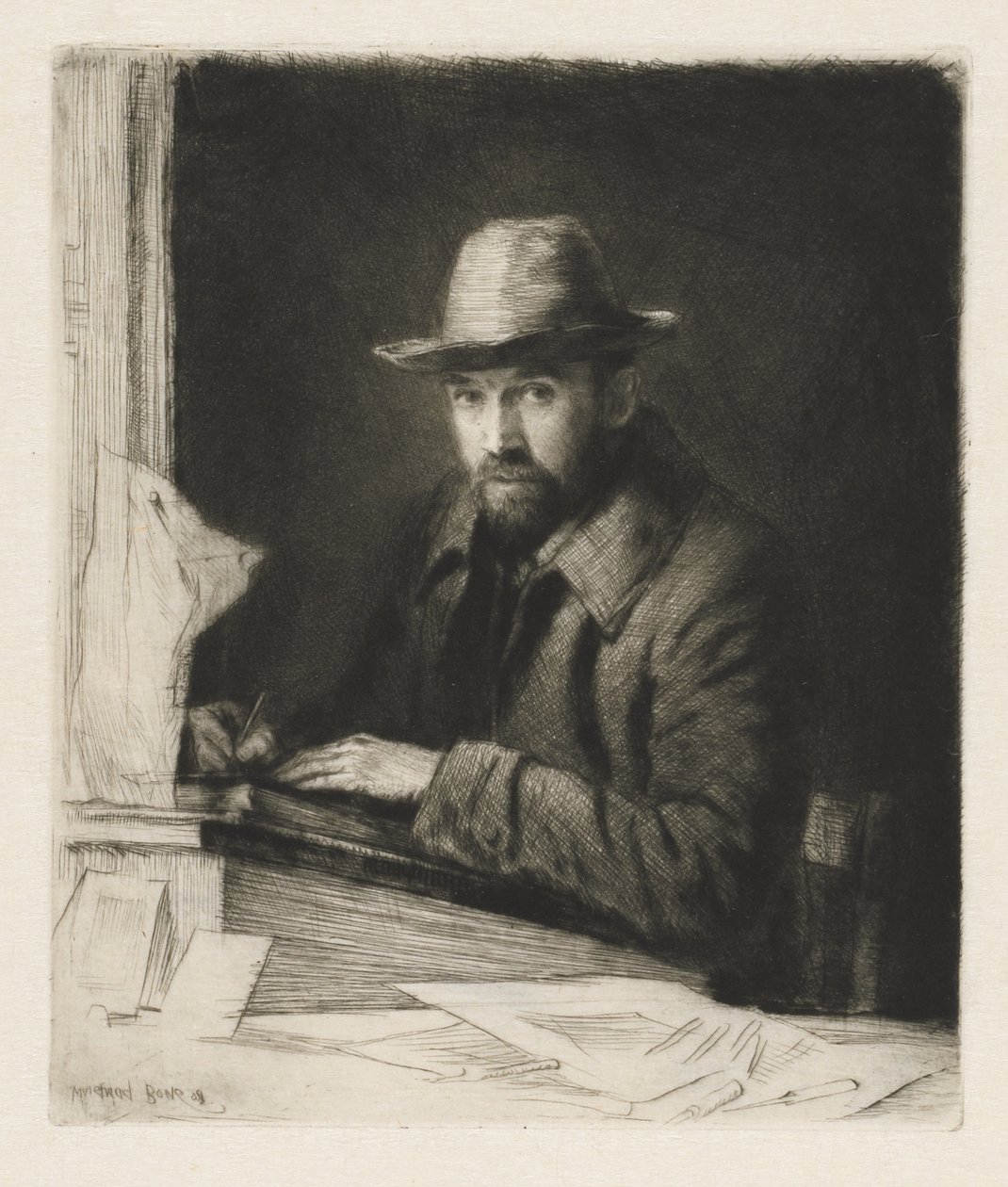 Retrato do artista num chapéu, n.º 2 de Muirhead Bone