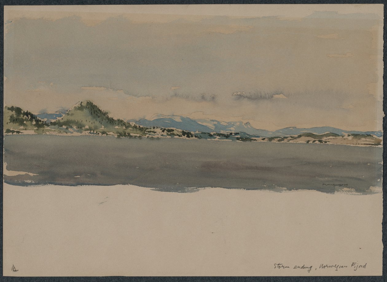 Fim da tempestade, Fijord norueguês de Muirhead Bone