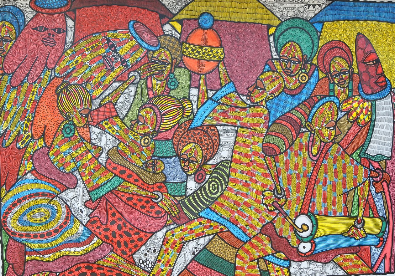 Festival, 2014 (tinta sobre tela) de Muktair Oladoja