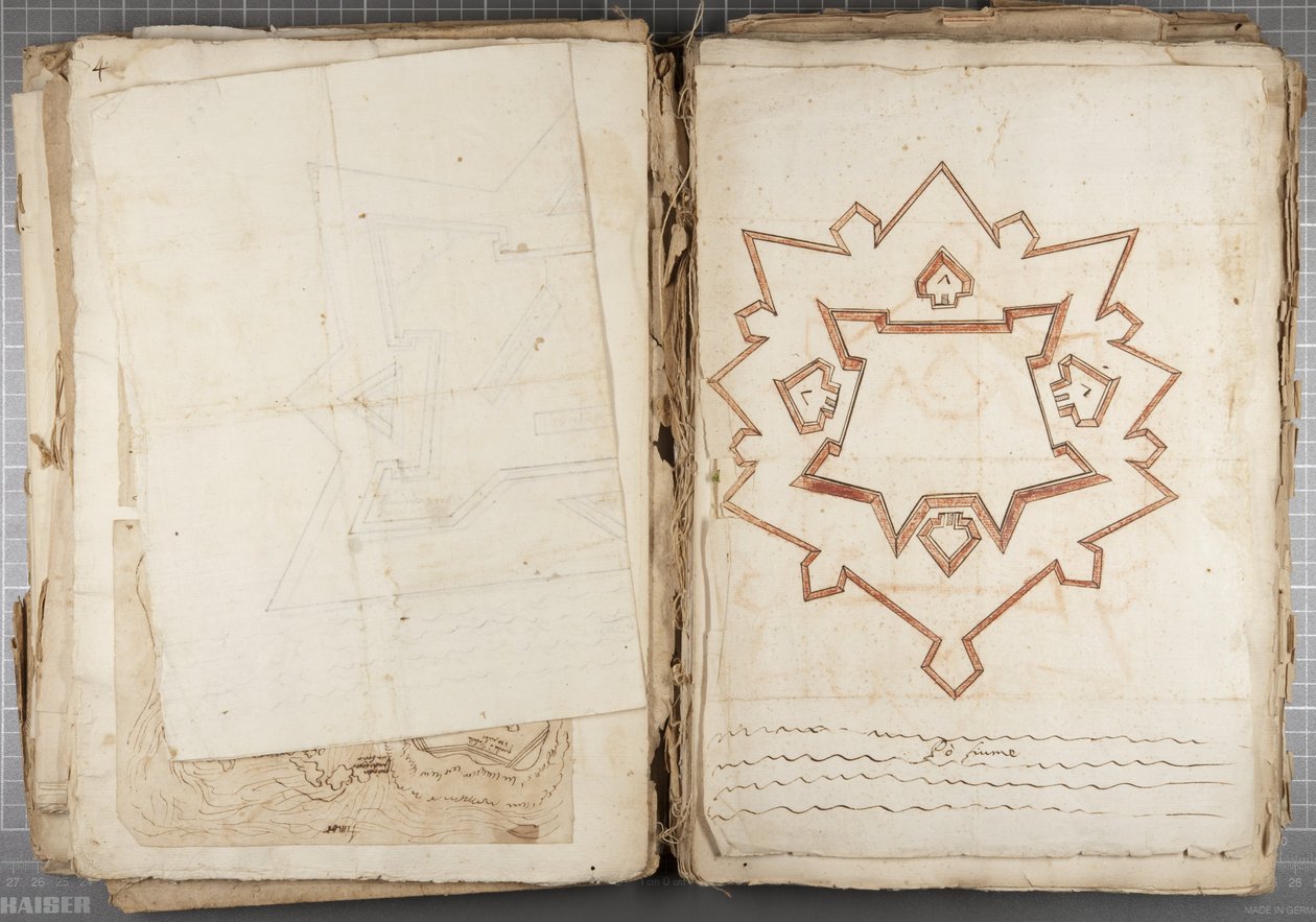 Carteira de desenhos de Mutio Oddi de Urbino e outros - Po Fume, c.1635-40 (caneta e tinta sobre papel encadernado) de Muzio Oddi