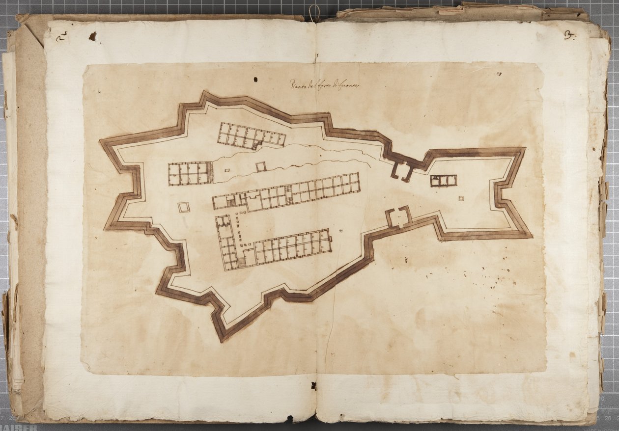 Carteira de desenhos de Mutio Oddi de Urbino e outros - Porto de Fuentes, c.1635-40 (caneta e tinta sobre papel encadernado) de Muzio Oddi