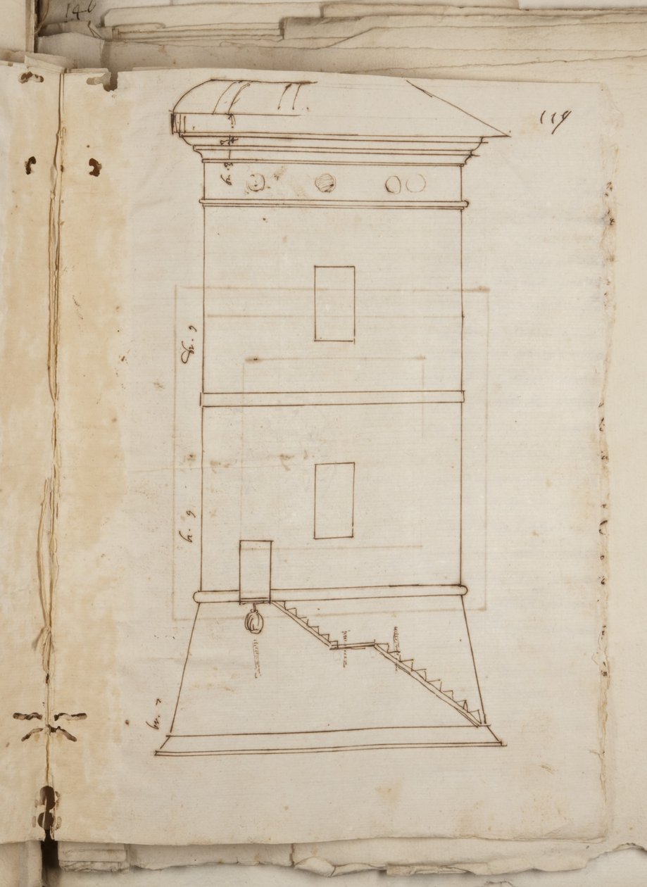 Carteira de desenhos de Mutio Oddi de Urbino e outros, pág. 119, c.1635-40 (caneta e tinta sobre papel encadernado) de Muzio Oddi