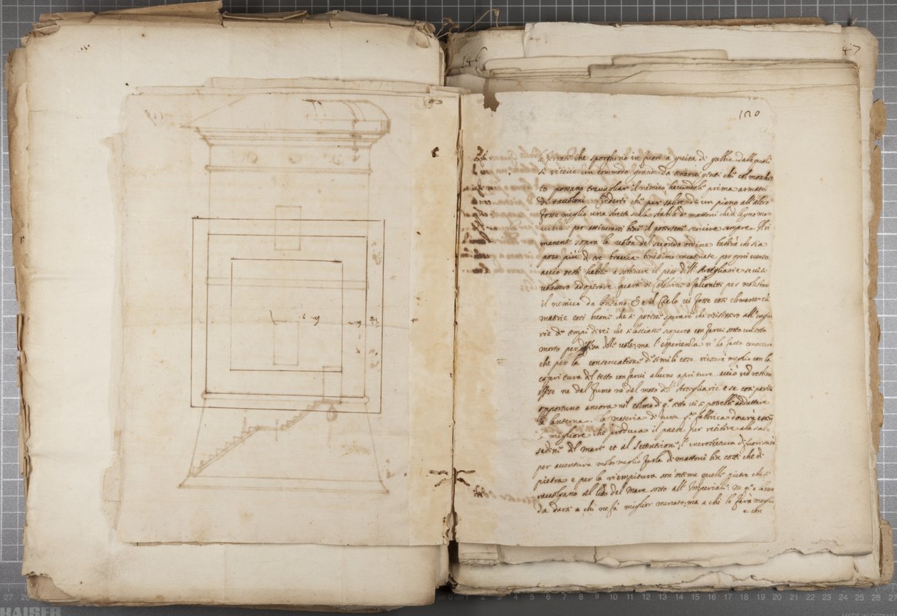Carteira de desenhos de Mutio Oddi de Urbino e outros, p120, c.1635-40 (caneta e tinta no papel em volume encadernado) de Muzio Oddi