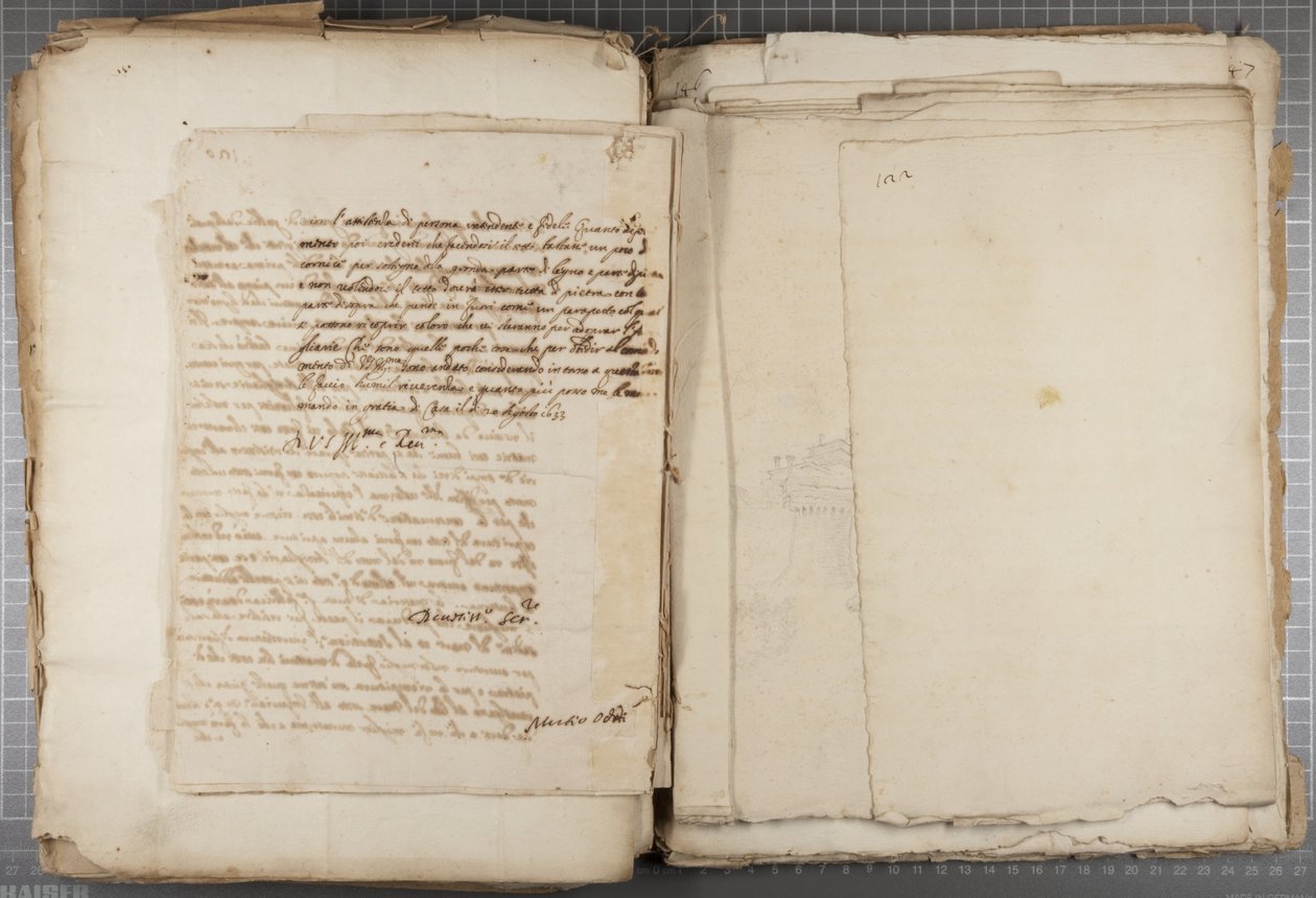 Carteira de desenhos de Mutio Oddi de Urbino e outros, p120, verso, c.1635-40 (caneta e tinta no papel em volume encadernado) de Muzio Oddi