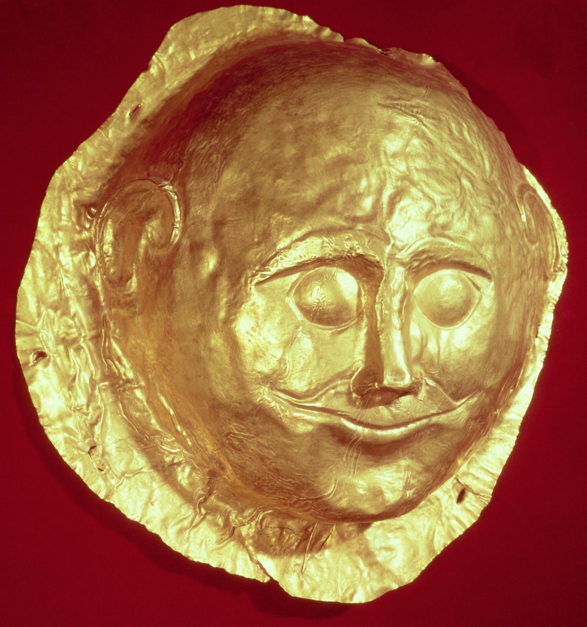 Máscara de morte do Túmulo IV do Círculo Grave A, Micenas, c.1580-1550 aC (ouro) de Mycenaean