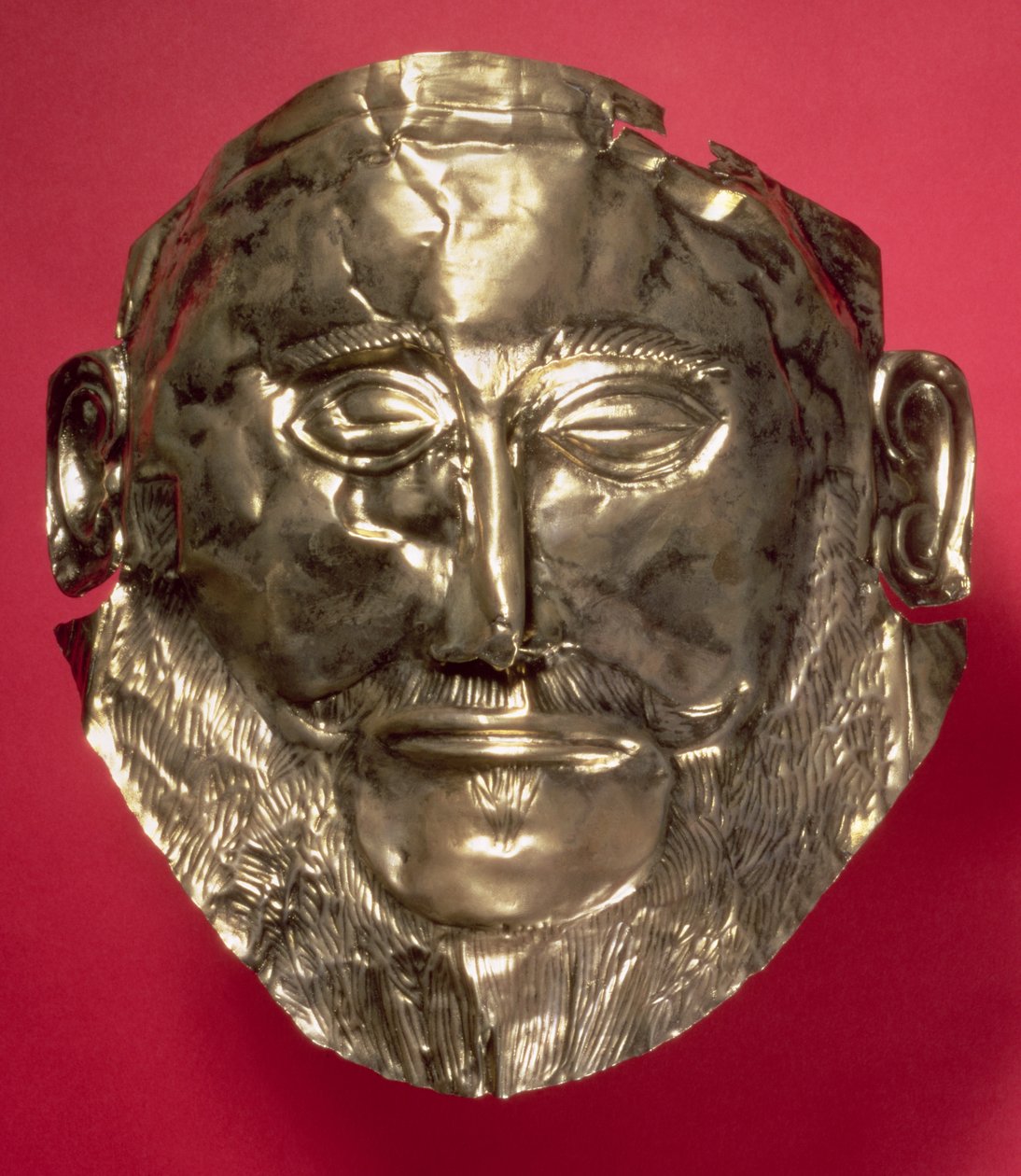 Réplica da Máscara de Agamenon, Micênica, Século XVI aC (ouro) de Mycenaean