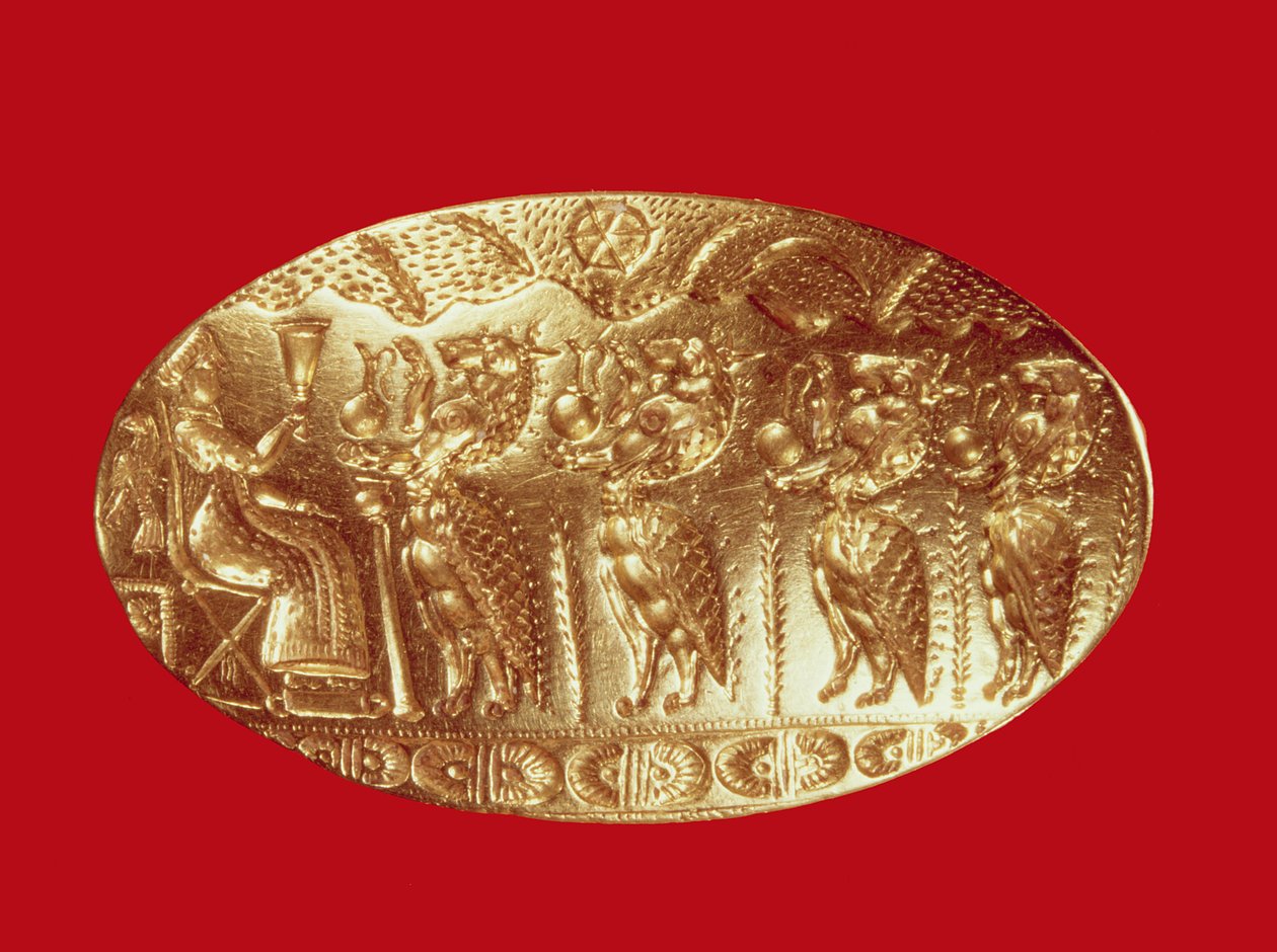Anel de sinete, de Tirinto (ouro) de Mycenaean