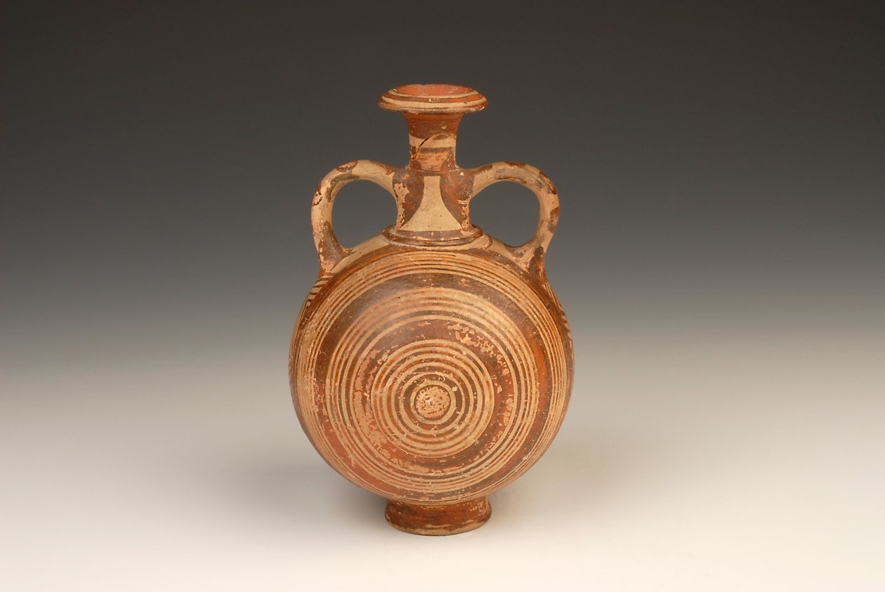 Aryballos Pilgrim Flask 1400-1370 BC terracota de Mycenaean
