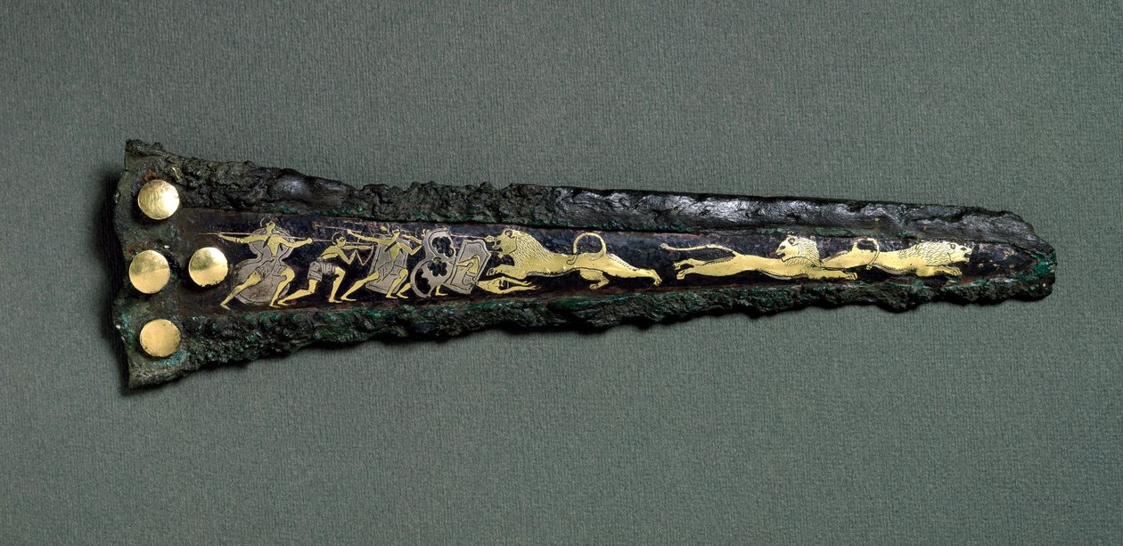 Adaga (bronze, ouro e prata) de Mycenaean