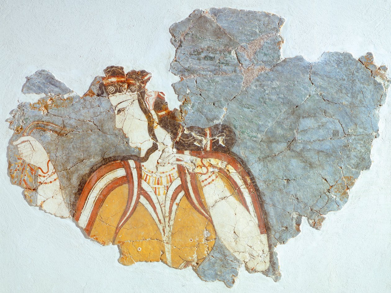 Senhora da corte, fresco do Palácio de Micenas (Grécia), civilização micénica de Mycenaean