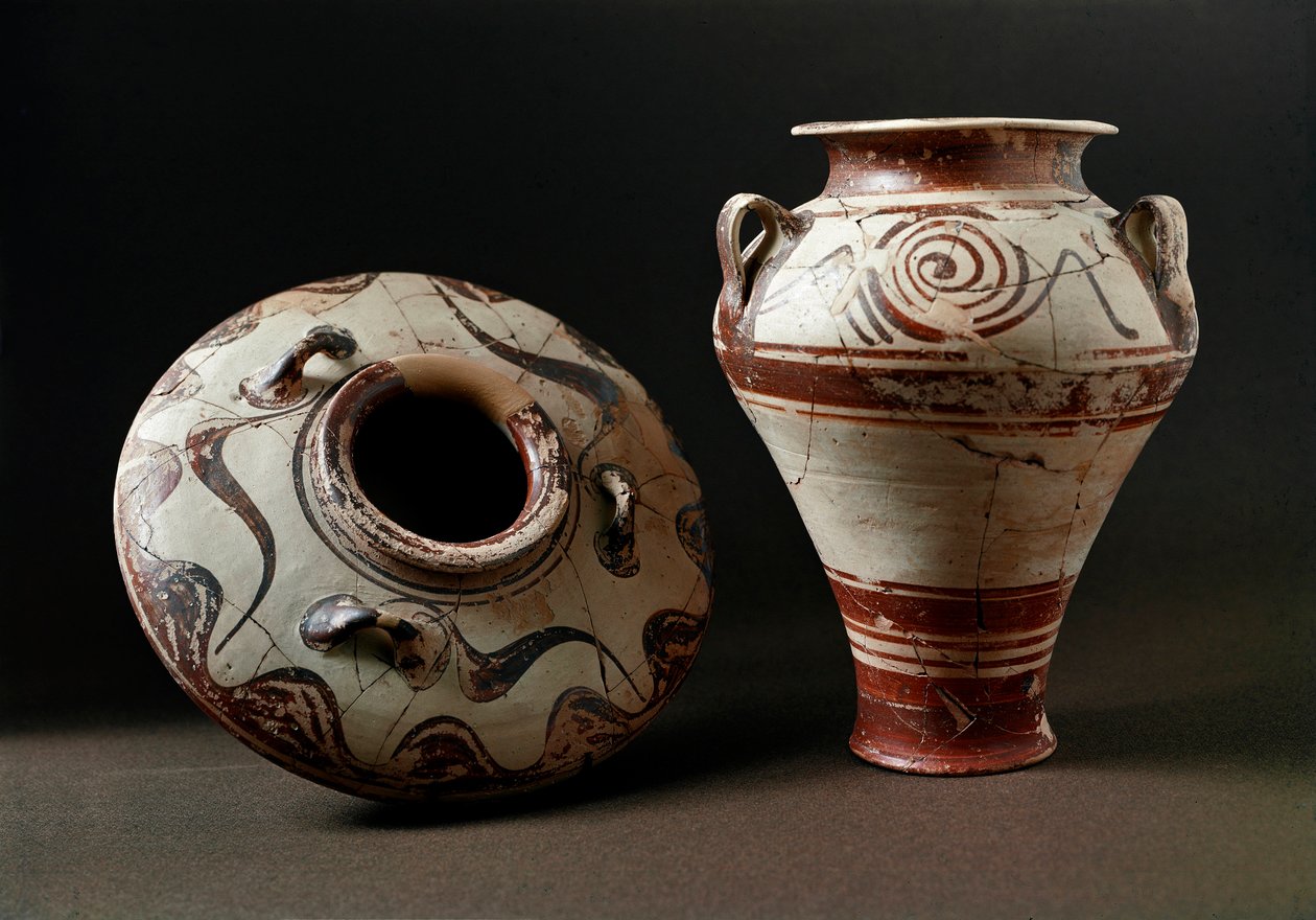 Arte micénica: vasos de cerâmica. 1400 AC. Athenes, Musee de l