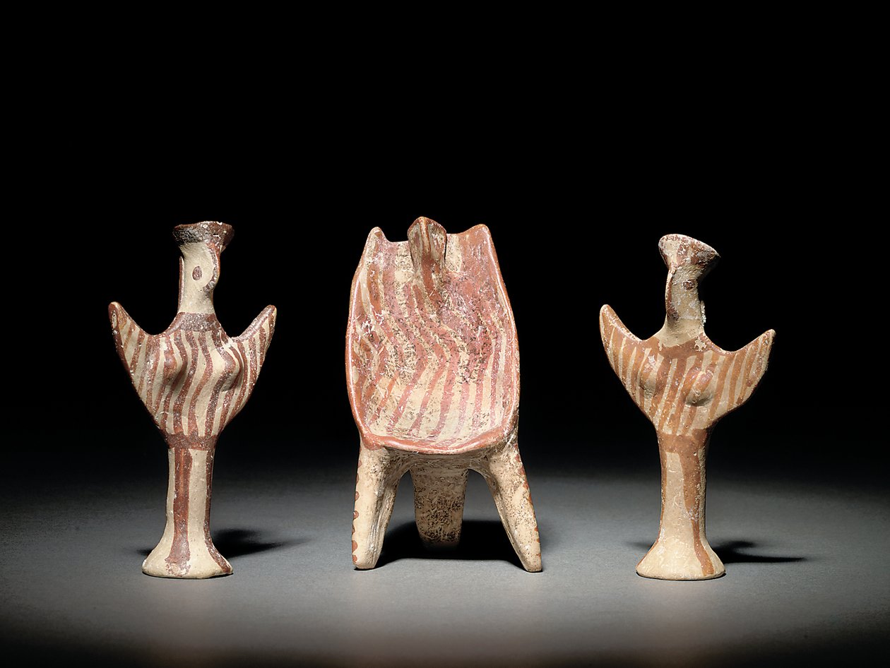 Figura Psi, trono com figura sentada e figura Psi, c.1300-1200 AC (terracota) de Mycenaean