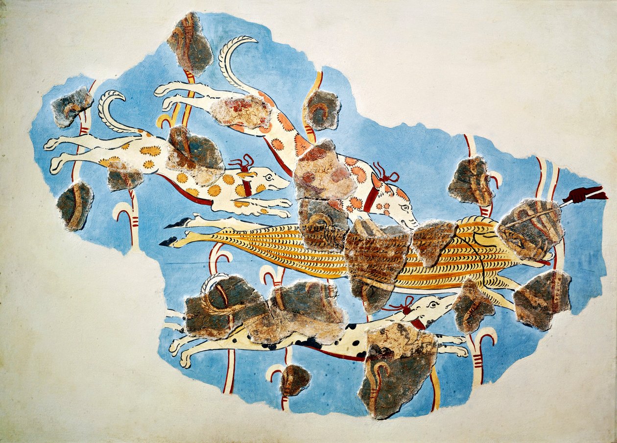 Cena de caça em fresco, de Tiryns, Grécia de Mycenaean Mycenaean