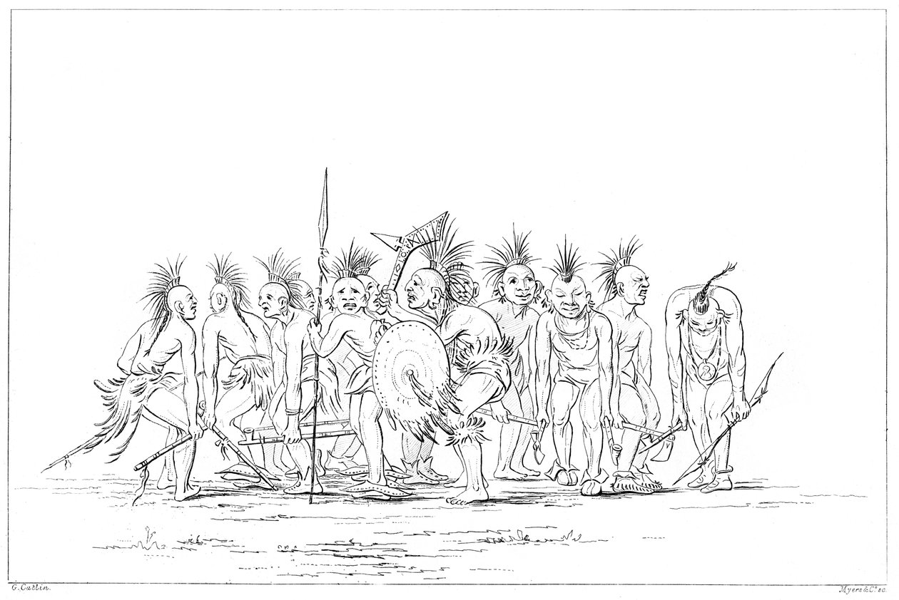 Implorando a dança, Sac e Fox, Rock Island, Alto Mississippi, 1841. de Myers and Co