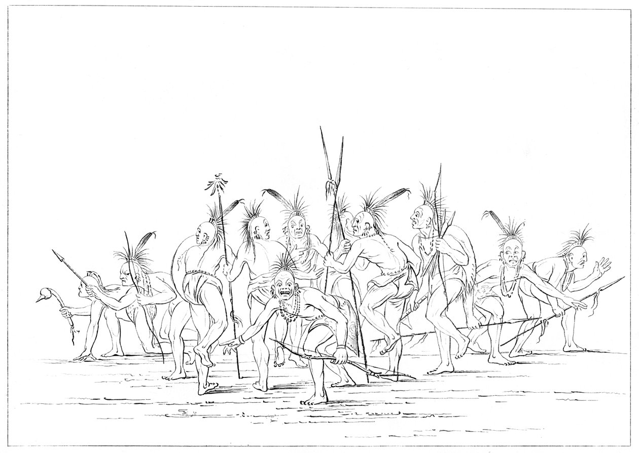 Dança da descoberta, Sac e Fox, Rock Island, Mississippi superior, 1841. de Myers and Co
