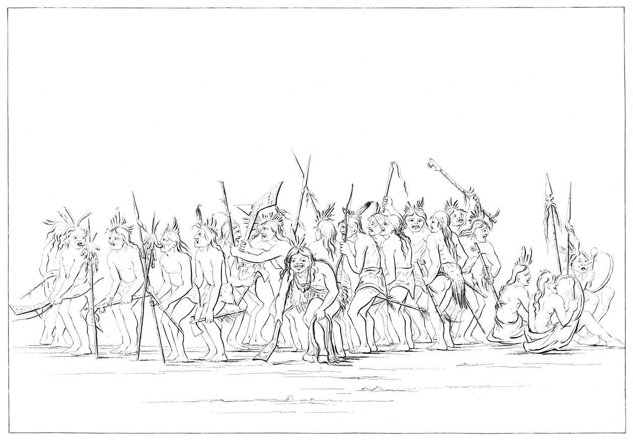Dança de cães dos Sioux, 1841. de Myers and Co