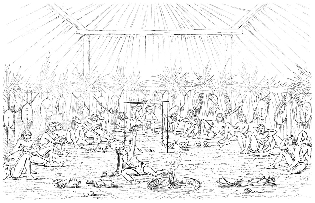 Interior do homem e tenda de medicina, 1841. de Myers and Co
