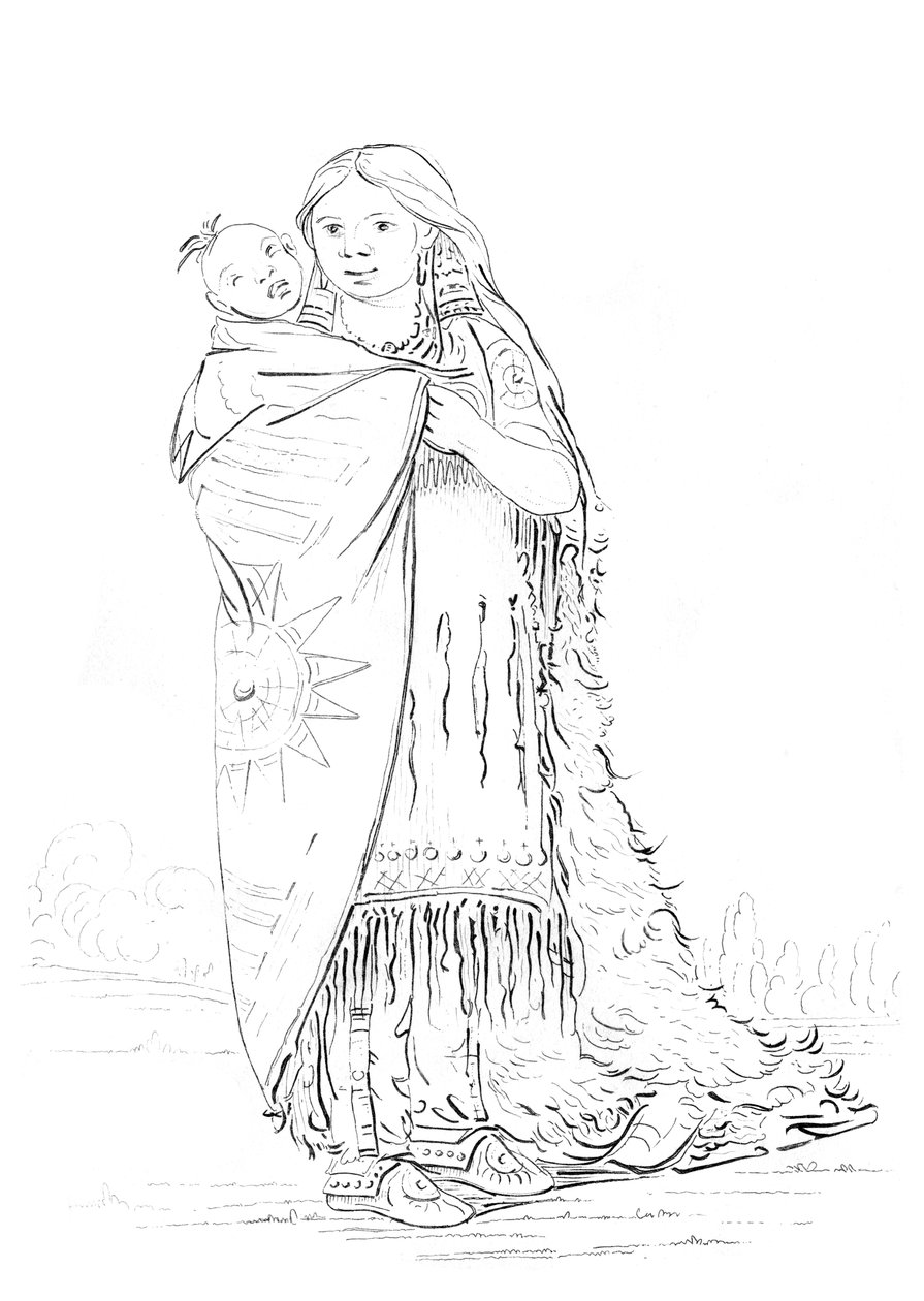 Mulher e bebê nativo americano. de Myers and Co