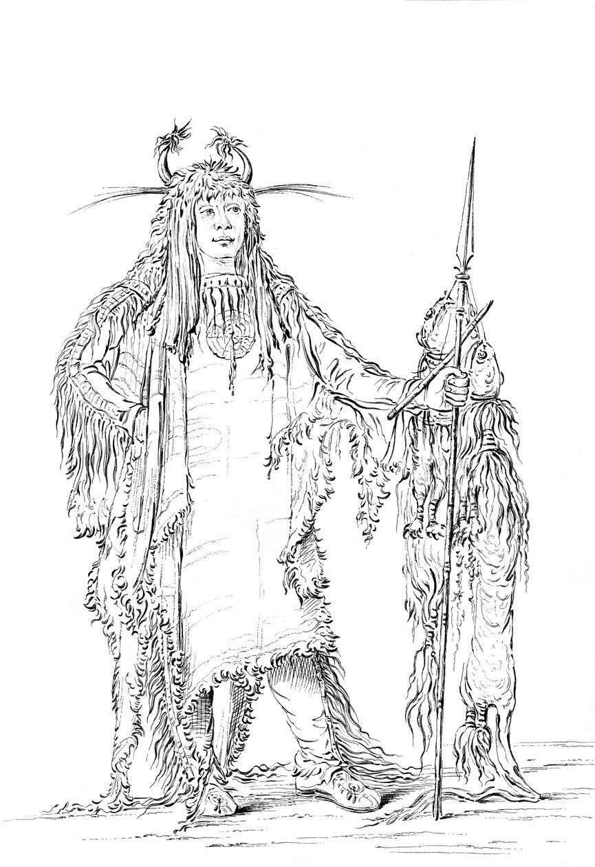 Retrato de Eagle Ribs, homem do nativo americano, 1841. de Myers and Co