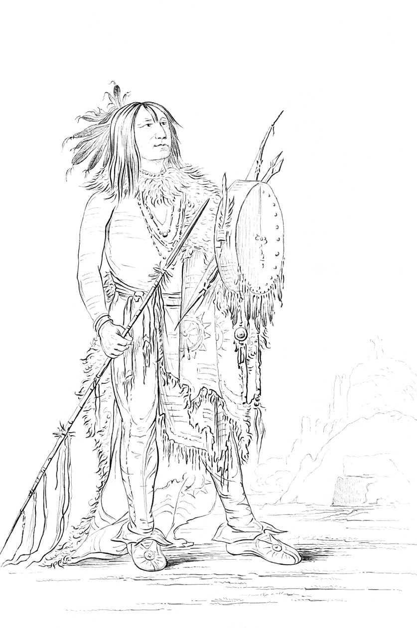 Retrato do búfalo branco, homem do nativo americano, 1841. de Myers and Co