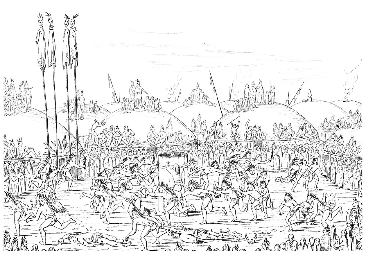 Cerimônia religiosa, vila de Mandan. de Myers and Co