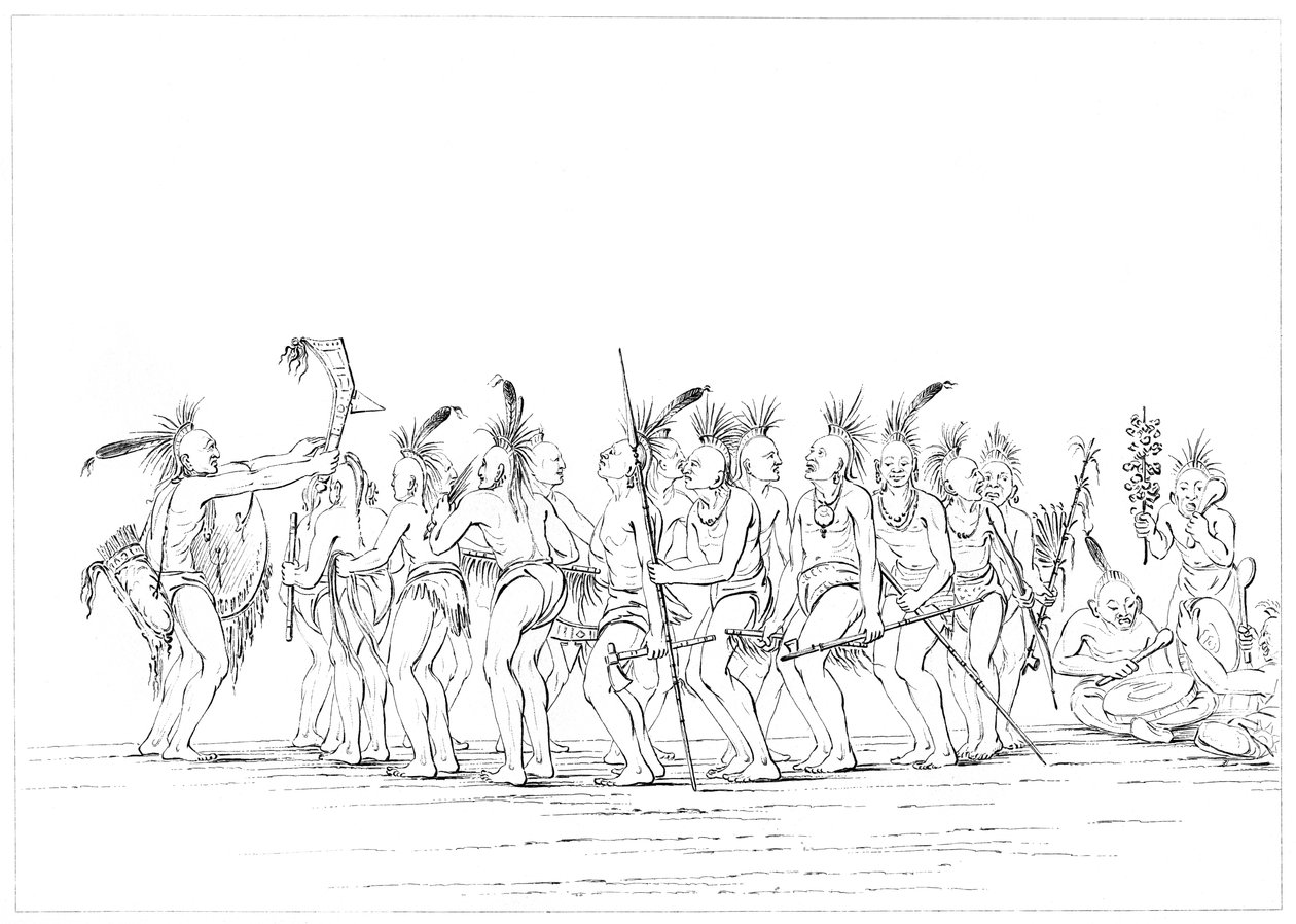 Dança de escravo, Sac e Fox, Rock Island, Mississippi superior, 1841. de Myers and Co