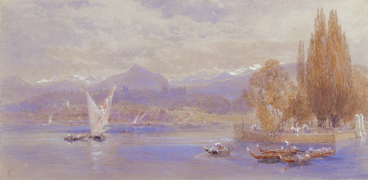Lago de Genebra, século XIX de Myles Birket Foster
