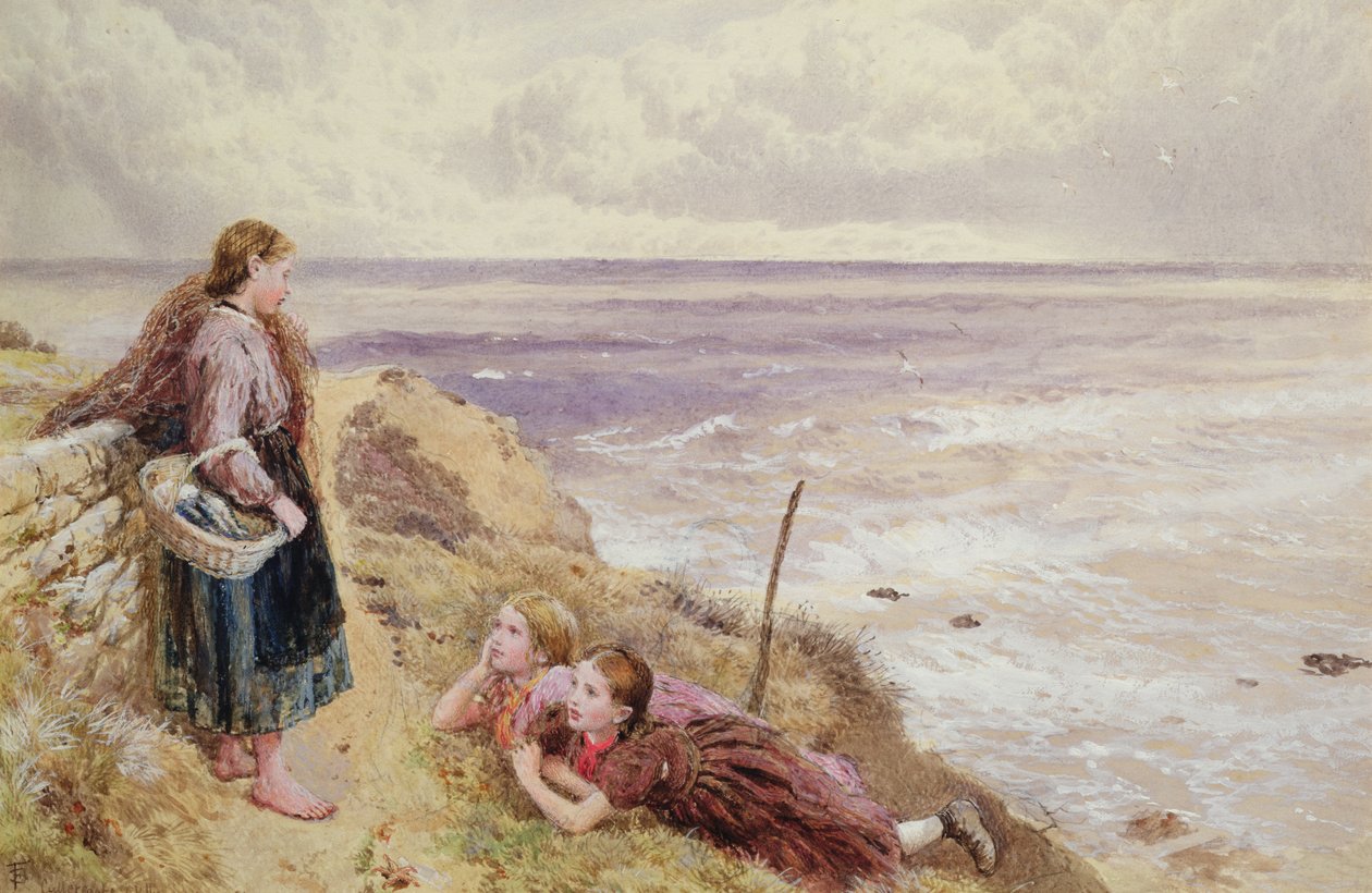 Em penhascos de Cullercoats de Myles Birket Foster