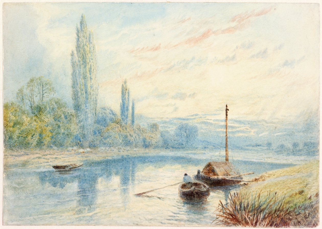 Cena do rio (bodycolour und wc no papel) de Myles Birket Foster