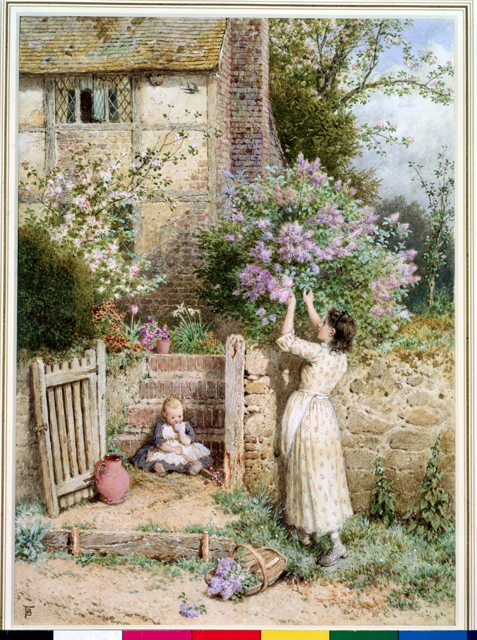 The Lilac Cottage (wc e bodycolour no papel) de Myles Birket Foster