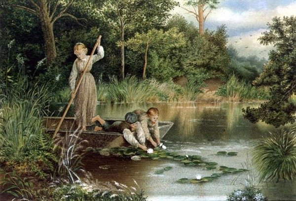 Recolhendo lírios de Myles Birket (after) Foster