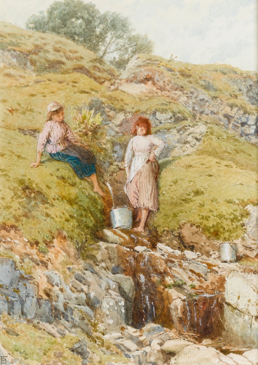 A Highland Burn (wc no papel) de Myles Birket Foster