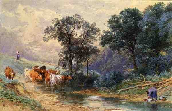 Na Corrente (aguarela sobre papel) de Myles Birket Foster