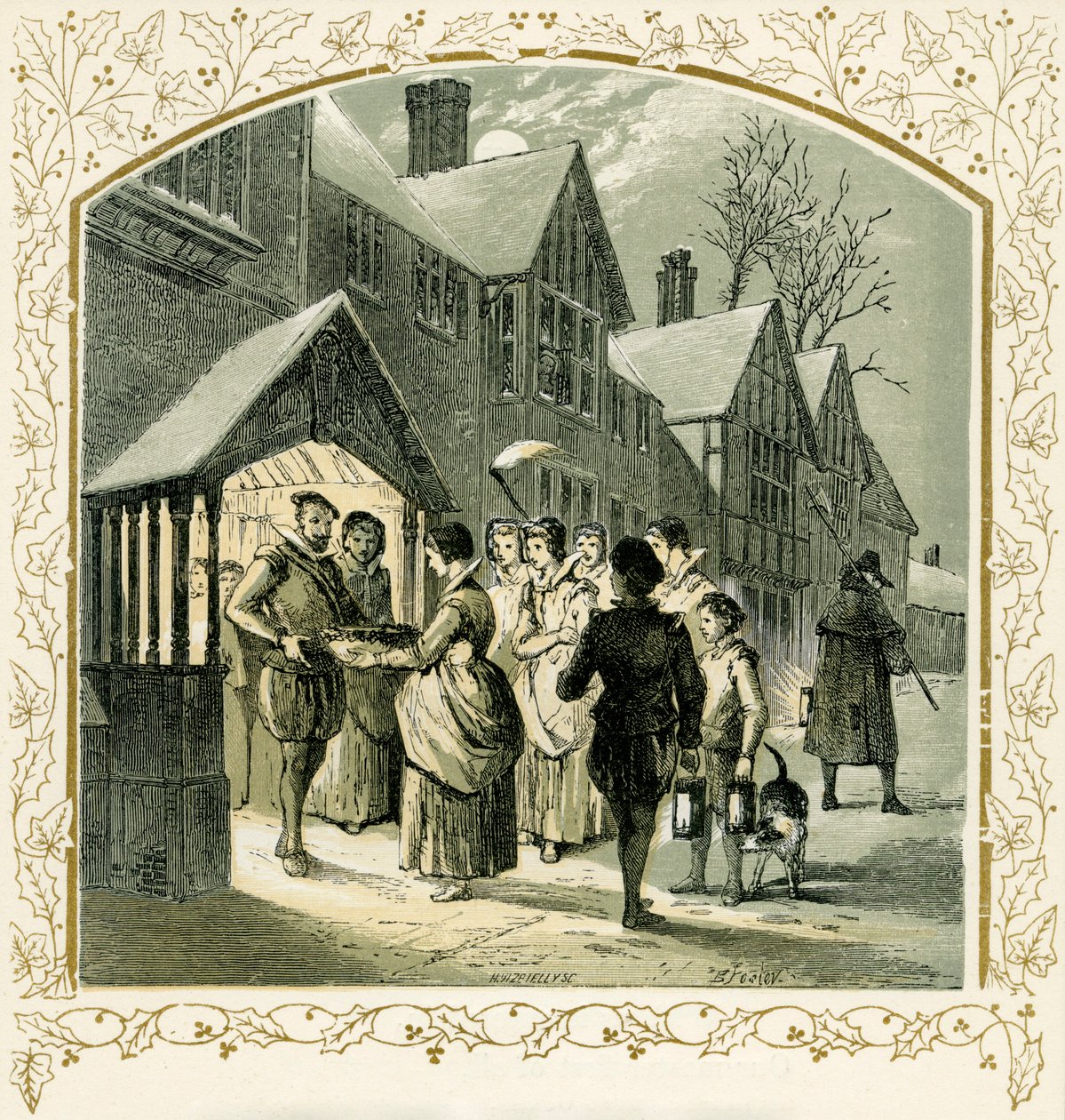 Carol para uma vela - ilustração de Birket Foster de Myles Birket Foster