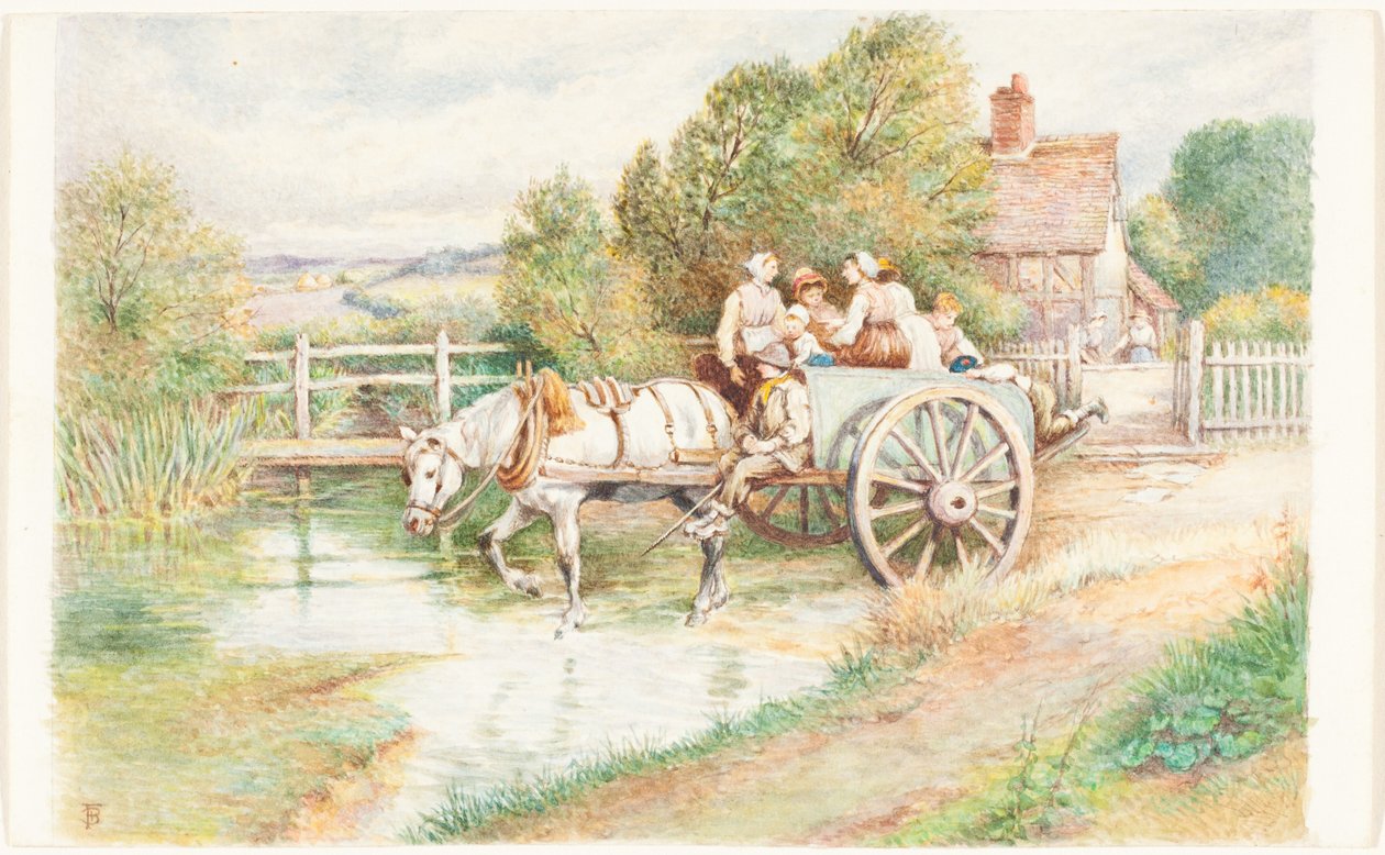 Crianças numa carroça de Myles Birket Foster