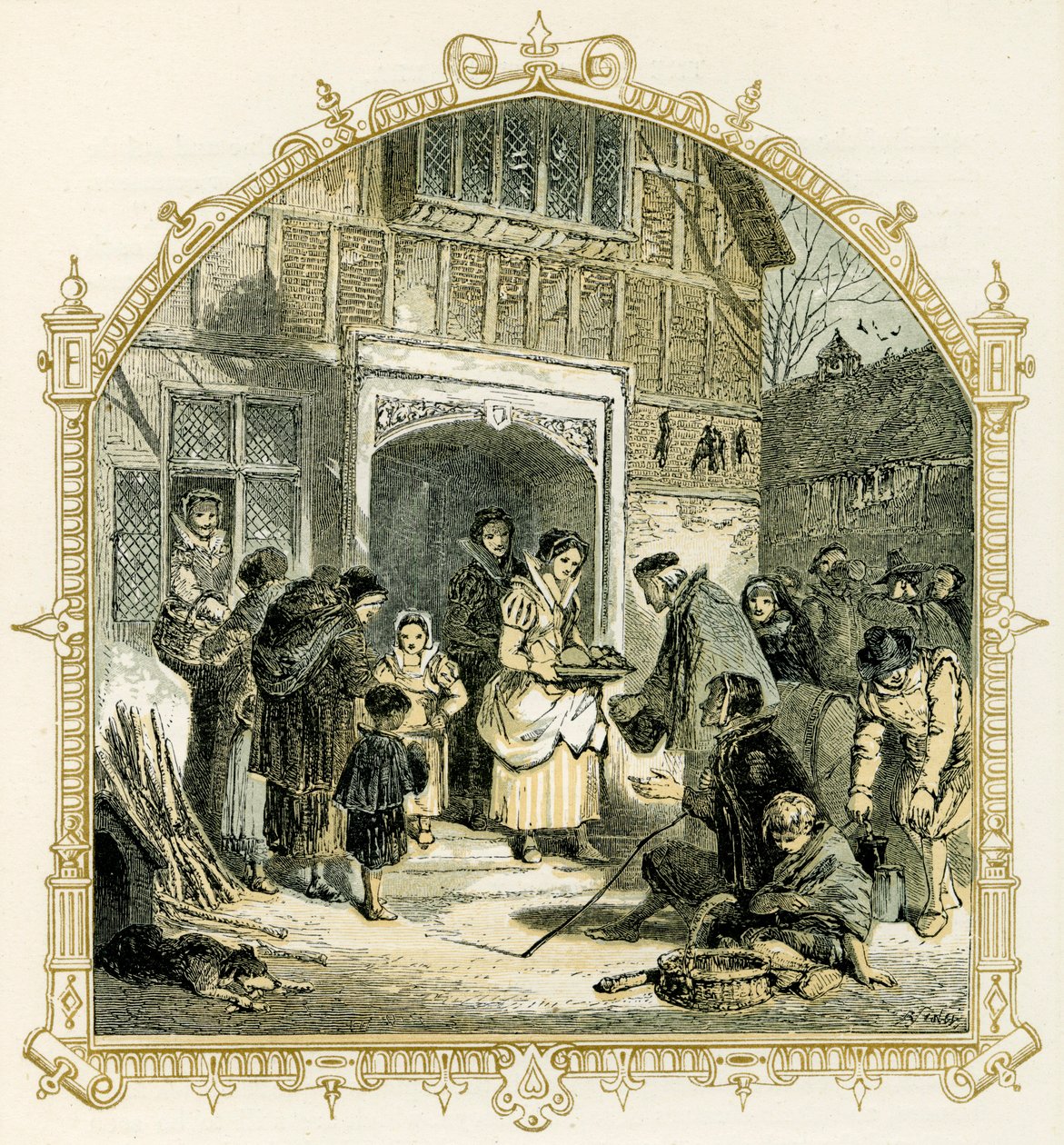 Cena de Natal Elizabethan de Myles Birket Foster