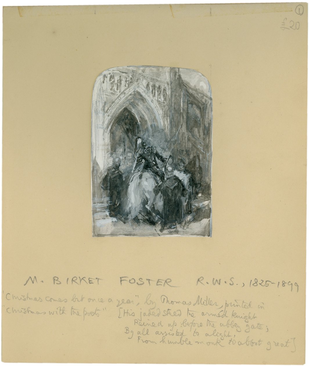 &39;Seu Jaded Steed, o Cavaleiro Armado Reinado Antes do Portão da Abadia&39; (bc, lápis e wc no papel) de Myles Birket Foster