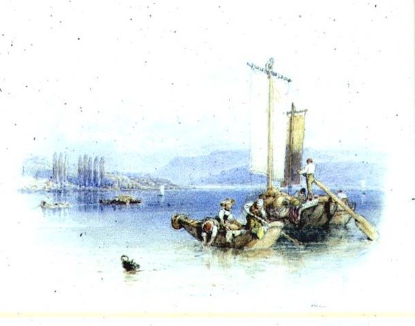 Lago de Como, Itália (aguarela) de Myles Birket Foster