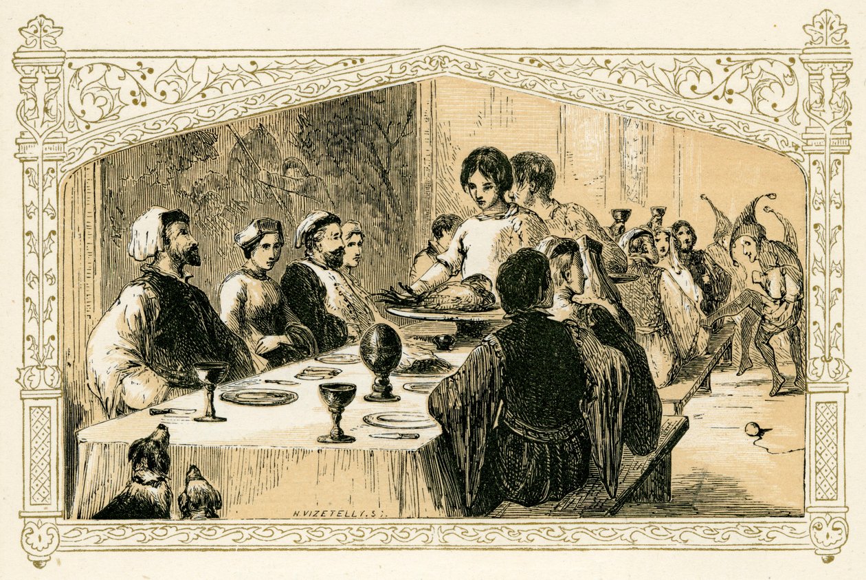festa de Natal medieval de Myles Birket Foster