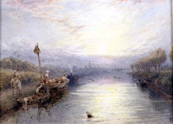 Paisagem do Rio (aguarela) de Myles Birket Foster