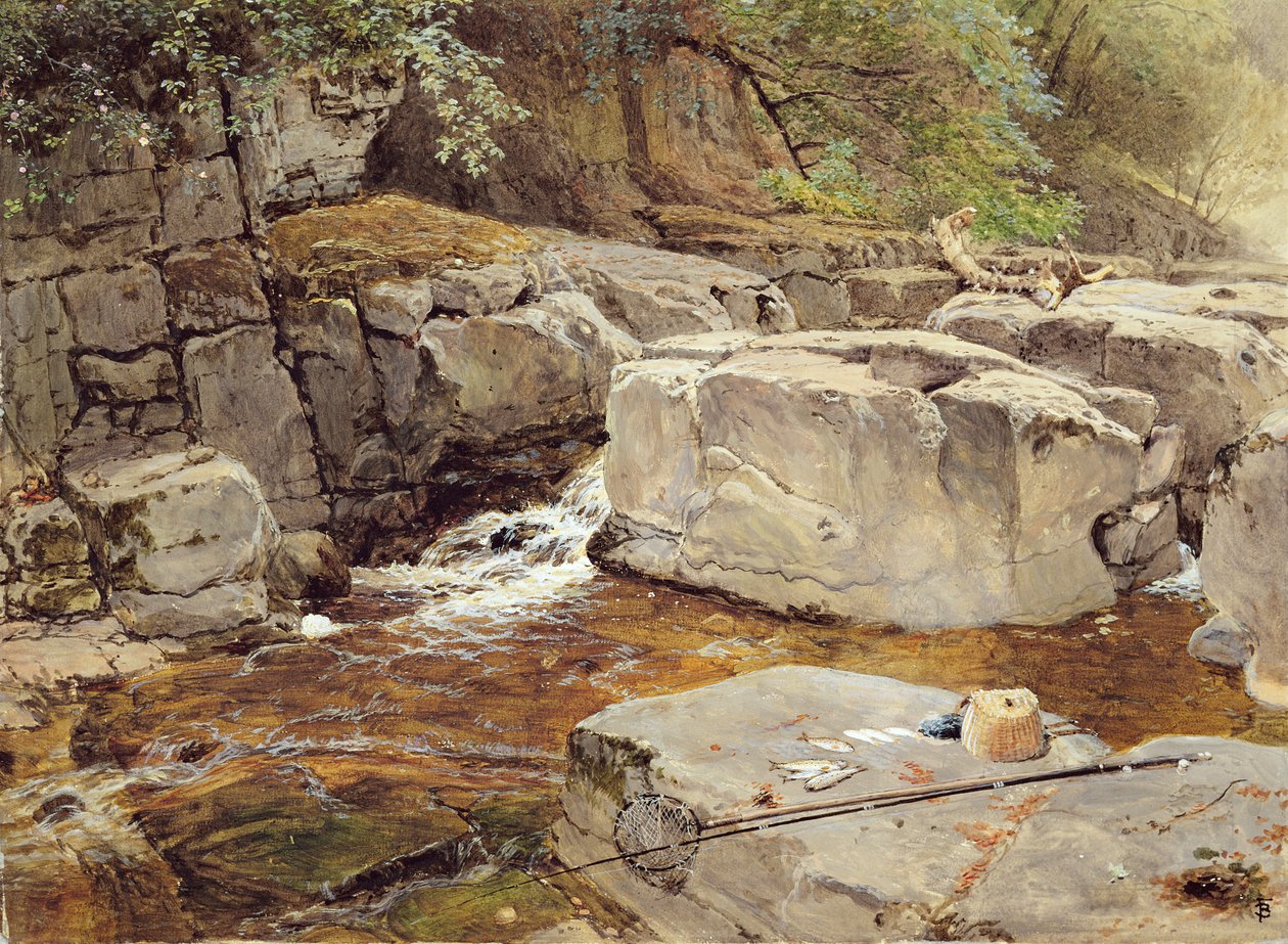 Pedras na Greta (aquarela e guache sobre papel) de Myles Birket Foster