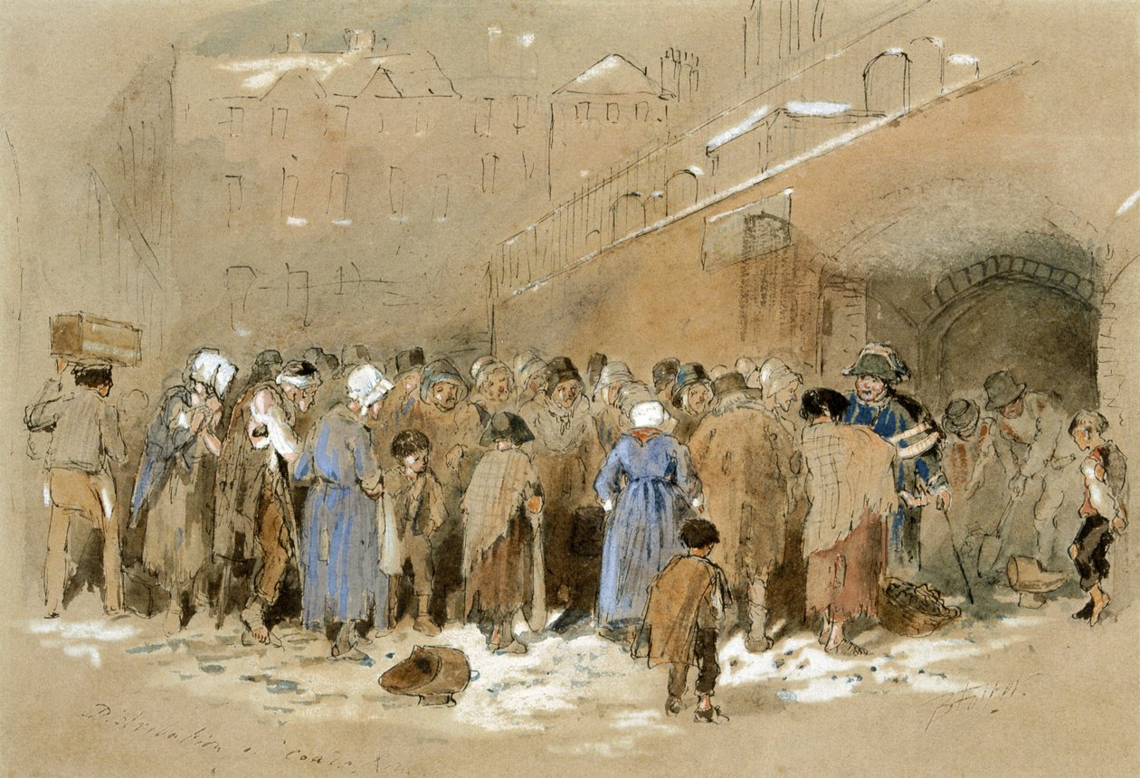 A distribuição dos carvões (aguarela e cor de corpo sobre papel) de Myles Birket Foster