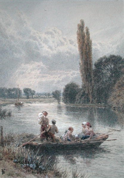 O Ferry (aguarela com cor de corpo sobre papel) de Myles Birket Foster