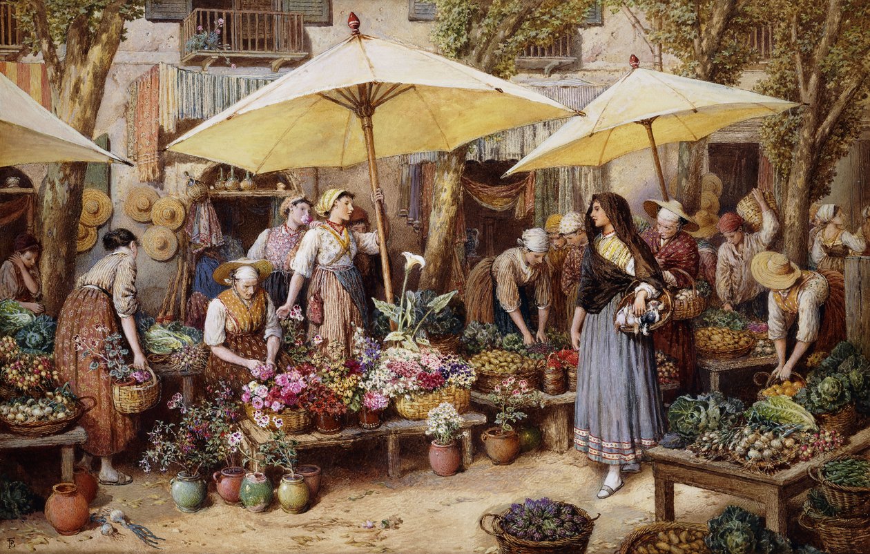 O Mercado das Flores, Toulon, de Myles Birket Foster