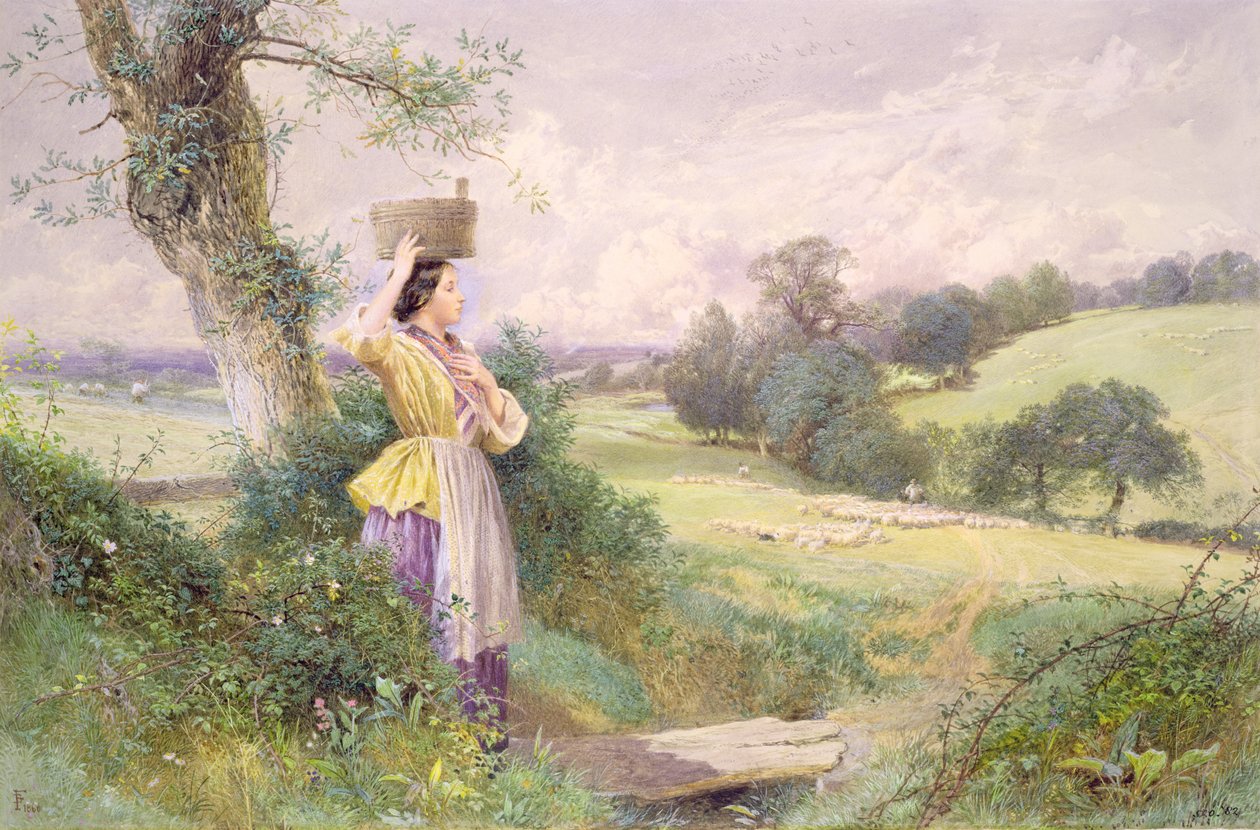 A Leiteira, 1860 (wc no papel) de Myles Birket Foster