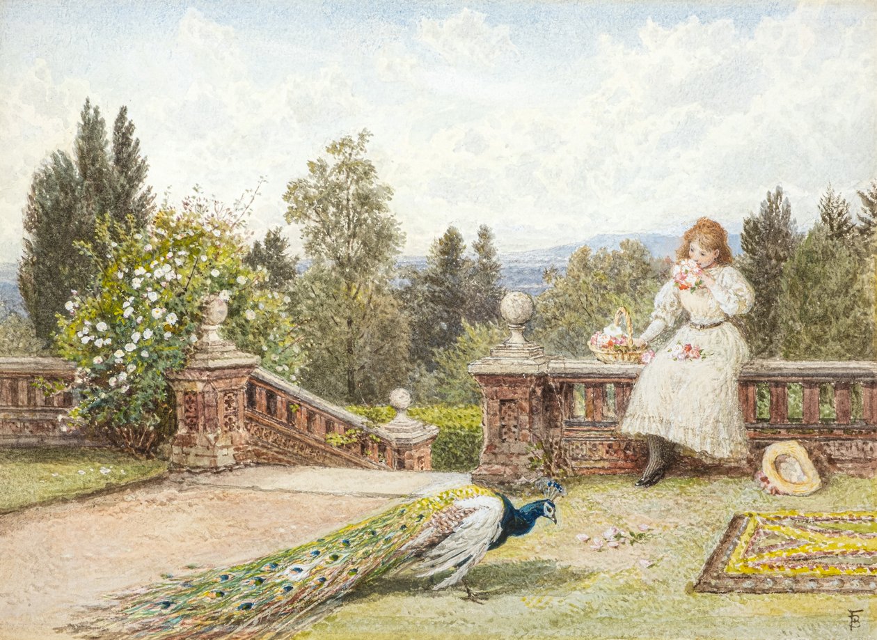 O terraço (aguarela) de Myles Birket Foster