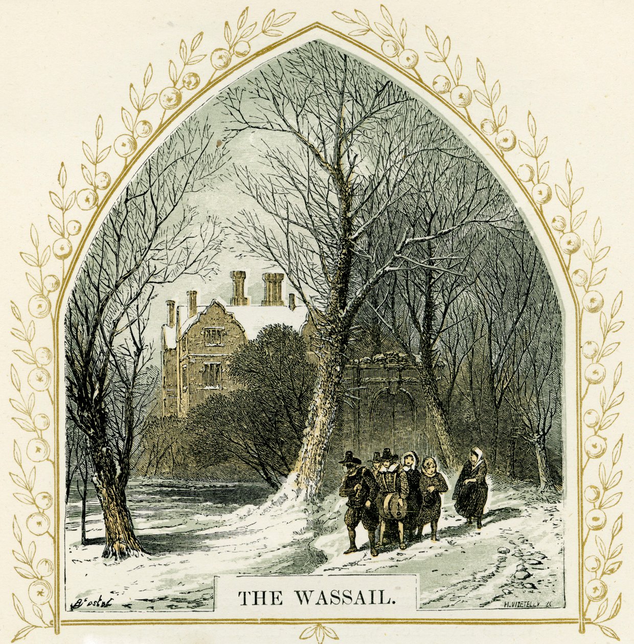 The Wassail - ilustração de Birket Foster de Myles Birket Foster