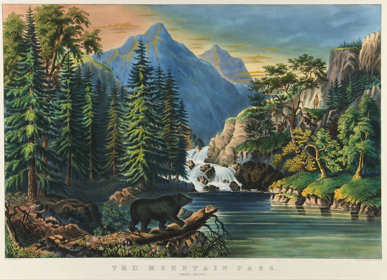 O Passo da Montanha: Sierra Nevada, 1867 de Nathaniel Currier