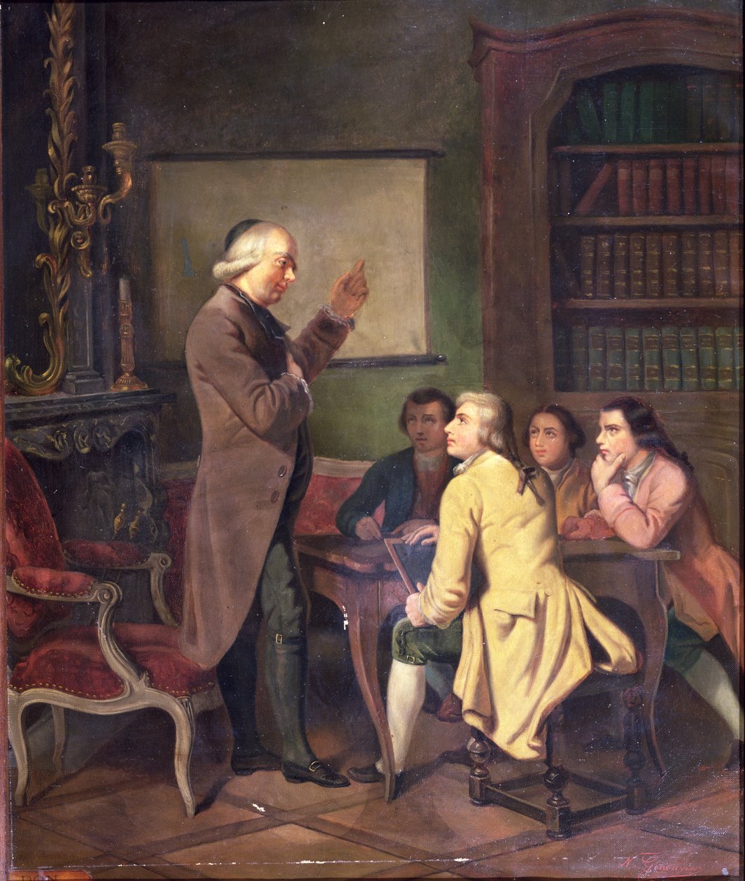 Uma lição com o abade Charles Michel de lepee (1712-1789) após uma pintura de F. Peyson de N. Ginouvier